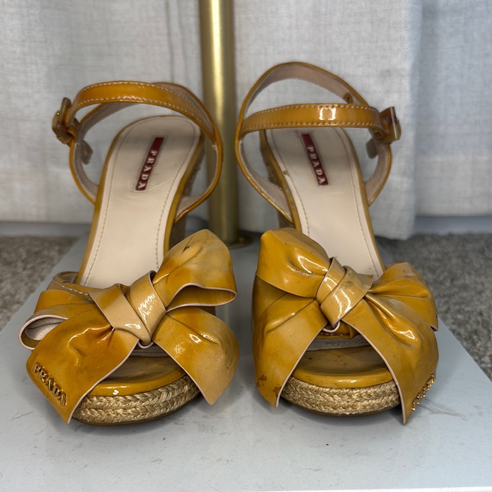 Prada Women's Yellow Bow Sandals